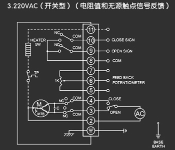 220VAC開關(guān)型<a href='http://m.wswcn.com/Product/diefa/diandongdiefa/' target='_blank'>電動<a href='http://m.wswcn.com/Product/diefa/' target='_blank'>蝶閥</a></a>接線圖